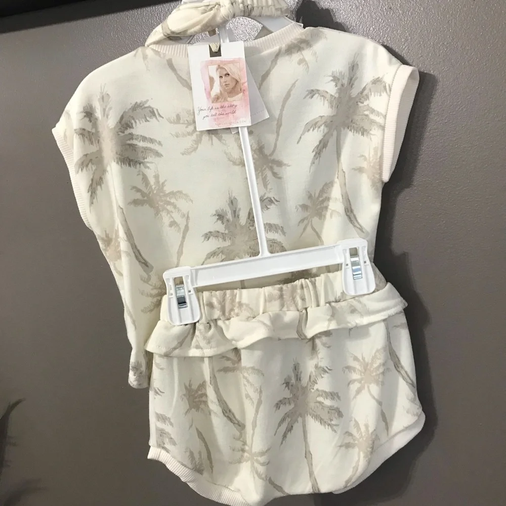 Jessica Simpson baby 24 months cream palms 3 piece outfit - Picture 8 of 13
